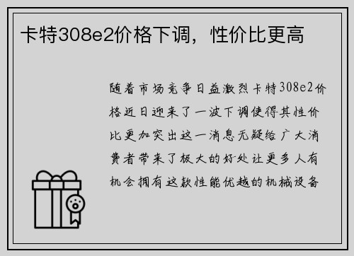 卡特308e2价格下调，性价比更高